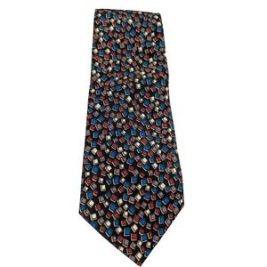 Select Men's Necktie Black Red Blue Confetti Pattern Squares Polyester Classic